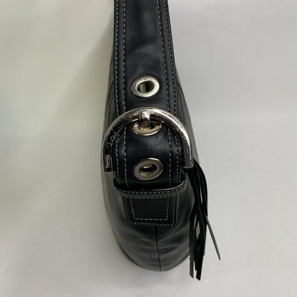 Vintage black leather Coach shoulder - Picture 6 of 8